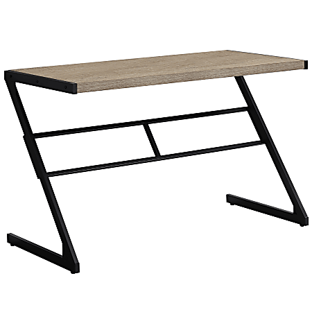 Monarch Specialties 48"W Computer Desk With Z-Shaped Metal Base, Dark Taupe/Black