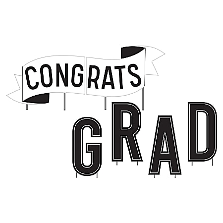 Amscan 191290 Congrats Grad Graduation Yard Sign, 14"H x 14"W x 1"D, Black