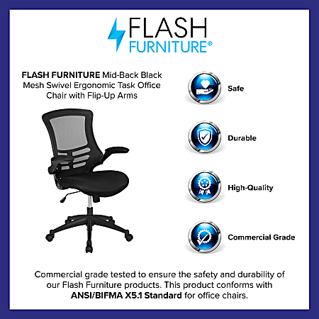 Solid Flash Furniture High Back Fabric Multi-Functional Ergonomic Chair with Height Adjustable Arms Black