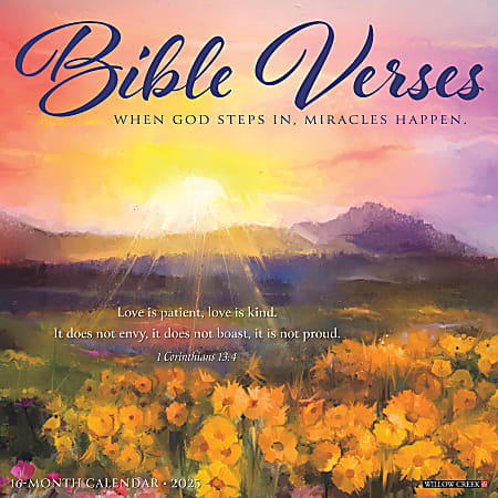 2025 Willow Creek Press Inspirational Monthly Wall Calendar, 12” x 12”, Bible Verses, January To December, 41727