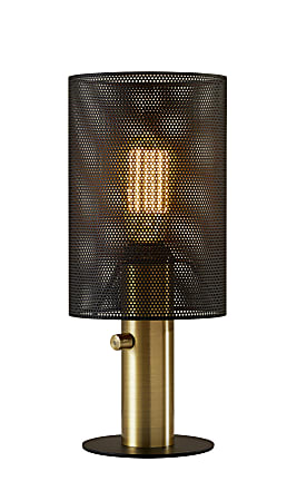 Adesso® Nico Table Lamp, 14"H, Black Shade/Black & Antique Brass Base