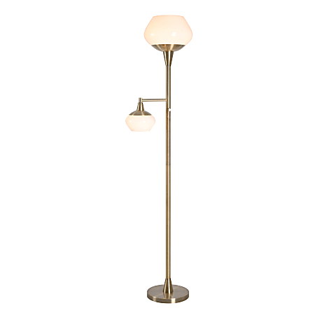 Kenroy Home Edwin Mother And Son Floor Lamp, 71-3/8"H, White Frosted Shade/Oil-Rubbed Bronze Base