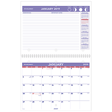 AT-A-GLANCE® Monthly Desk/Wall Calendar, 8-1/2" x 11", January to December 2019