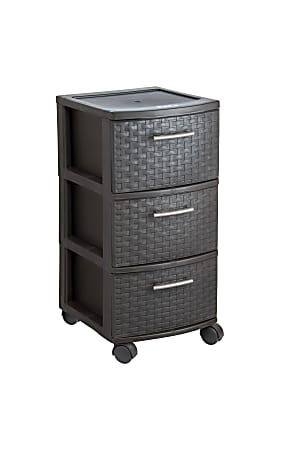 Inval MQ 3 Drawer Rolling Storage Cabinets 25 12 H x 12 12 W x 14 12 D  BlackClear Set Of 2 Cabinets - Office Depot
