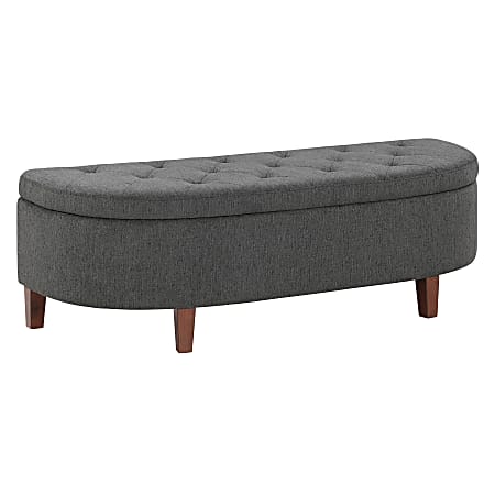 Office Star Jaycee Wood/Fabric Storage Bench, 19”H x 59-1/2”W x 22-1/4”D, Brown/Charcoal