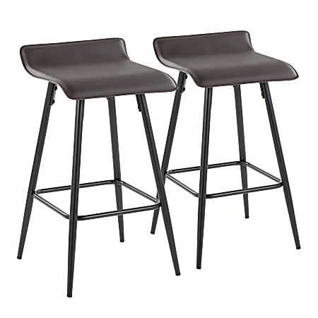 LumiSource Ale Faux Leather Counter Stools, Espresso/Black, Set Of 2 Stools