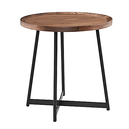 Eurostyle Niklaus Round Side Table, 22-1/8”H x 21-3/4”W x 21-3/4”D, Black/Walnut