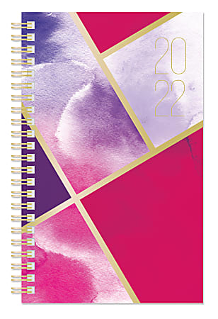 Office Depot® Brand Weekly/Monthly Planner, 5" x 8", Watercolor Geo, January To December 2022, DX201375-023