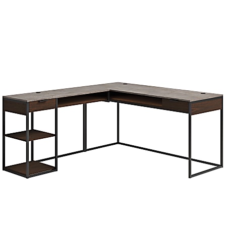 Sauder® International Lux® 66"W L-Desk, Umberwood/Black