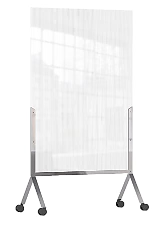 Rosseto Serving Solutions Avant Mobile Partition Standing Divider, 67" x 48", Semi- Clear