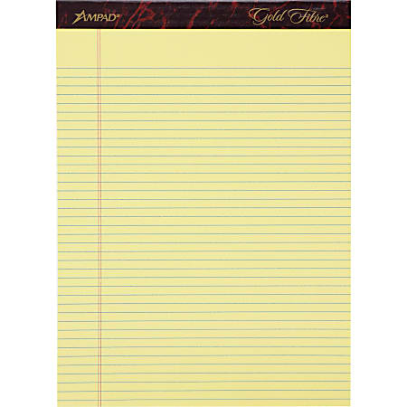 Ampad Gold Fibre Remanufactured Writing Pads, Letter Size, Narrow Ruled, 50 Sheets, Canary Yellow, Pack Of 12