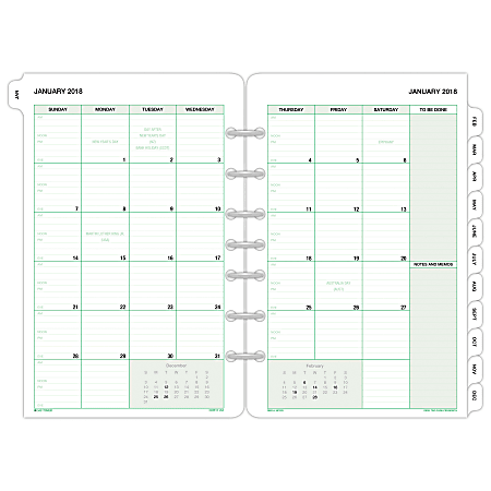 Day-Timer® Monthly Planner Refill, 5 1/2" x 8 1/2", January To December 2019