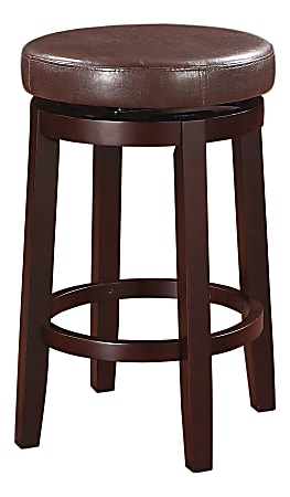 Linon Alice Backless Faux Leather Swivel Counter Stool, Brown