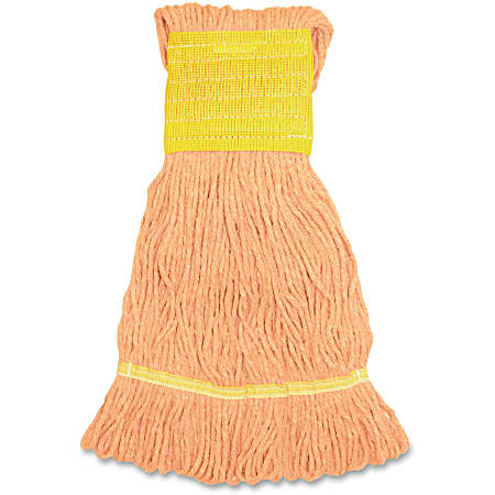 Genuine Joe Wide Band Small Mophead - Small - Rayon, Cotton, Rayon, Fiber - Orange - 1Each Genuine Joe Wide Band Small Mophead - Small - Rayon, Cotton, Rayon, Fiber - Orange - 1Each