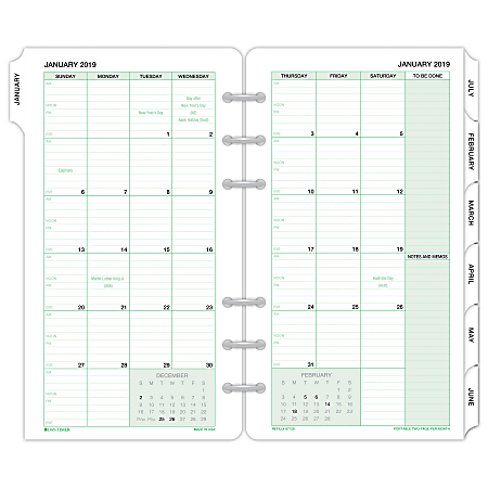 Day-Timer® Monthly Planner Refill, 3 3/4" x 6 3/4", January To December 2019
