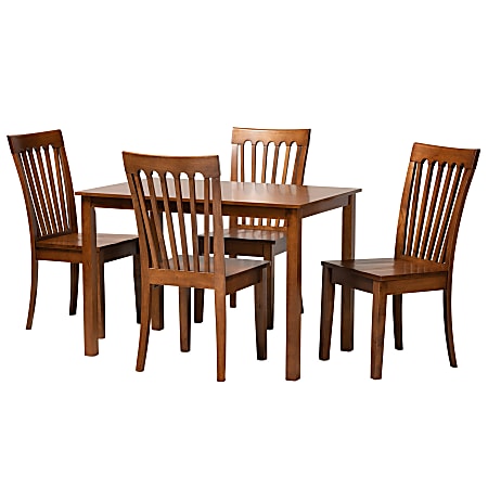 Baxton Studio Erion 5-Piece Dining Set, Walnut Brown