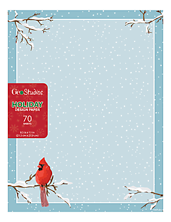 Geo Studios Holiday-Themed Letterhead Paper, Cardinal, 8-1/2" x 11", Pack Of 70 Sheets