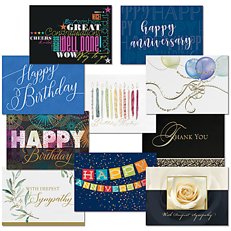 Custom All-Occasion Cards, Celebrate Card Assortment With Envelopes, 7-7/8" x 5-5/8", Pack Of 50 Cards