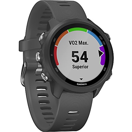 Garmin Forerunner 245 GPS Watch - Wrist - 240 x 240 - Bluetooth - GPS - 168 Hour - Slate Gray - Glass Lens - Fiber Reinforced Polymer Case - Silicone Band