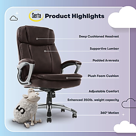 Serta Big And Tall Ergonomic Bonded Leather High Back Office