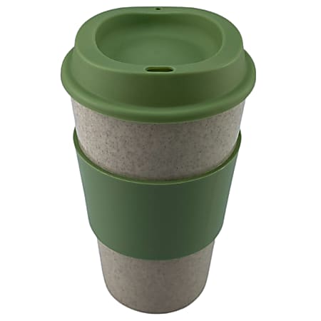 Hogar Ideal Plastic Reusable Coffee Mug with Silicone Lid, 16 Oz, Multicolor