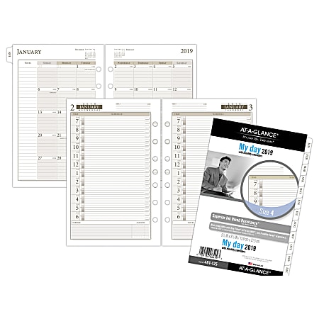 AT-A-GLANCE® Day Runner® 1 Page Per Day Refill, Size 4, 5 1/2" x 8 1/2", January To December 2019