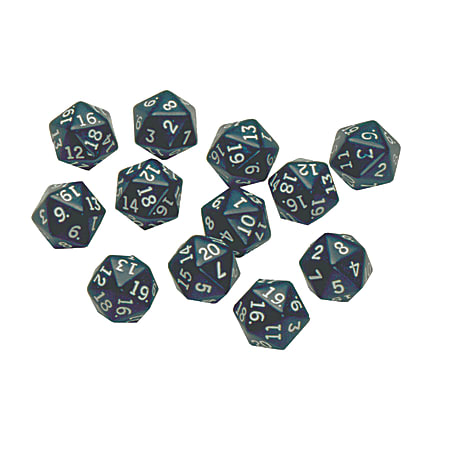 Learning Advantage 20-Sided Polyhedra Dice, Black, 12 Dice Per Pack, Case Of 3 Packs