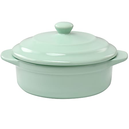 Martha Stewart Stoneware Round Mini Casserole With Lid, 5”, Mint