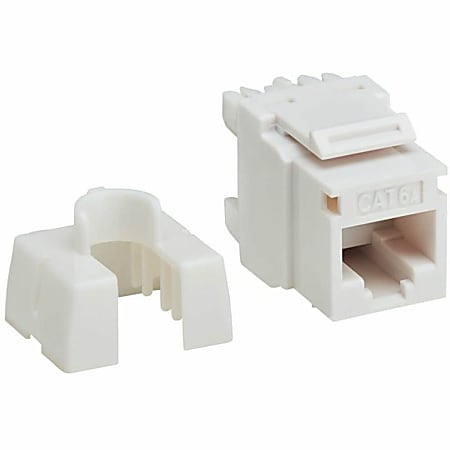 Eaton Tripp Lite Series Cat6a Keystone Jack, 4PPoE Compliant, 110/Krone, 568A/B, RJ45 Ethernet, White, TAA, N238001WH6A