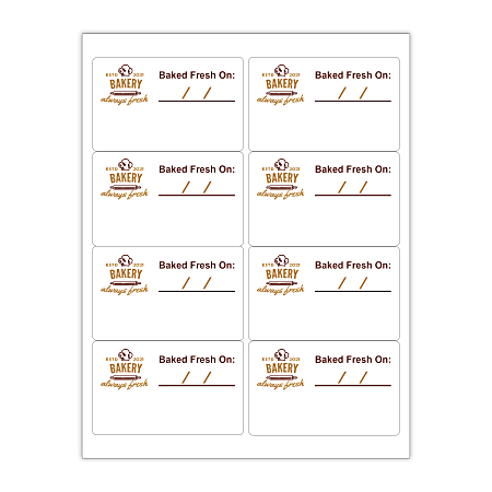 Custom 2-Color Laser Sheet Labels And Stickers, 4" x 2-1/2" Rectangle, 8 Labels Per Sheet, Box Of 100 Sheets