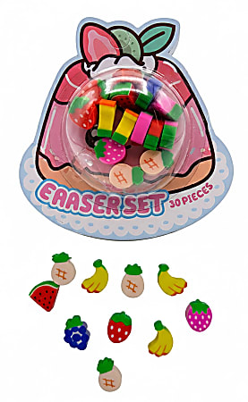Office Depot&reg; Brand Mini Fruit Eraser Set, Pack Of 30 Erasers