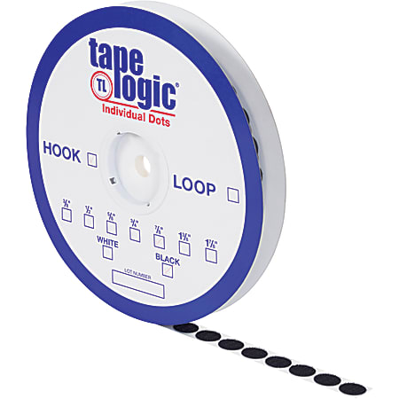 Tape Logic® Sticky Back Hook Dots, 1/2", Black, Pack of 1400 Dots