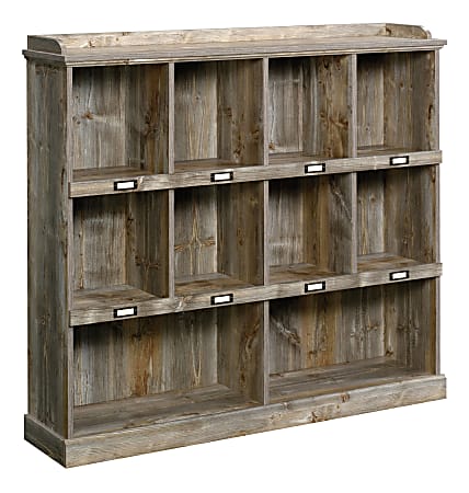 Sauder Granite Trace 48"H 10-Shelf Cubby Bookcase, Rustic Cedar