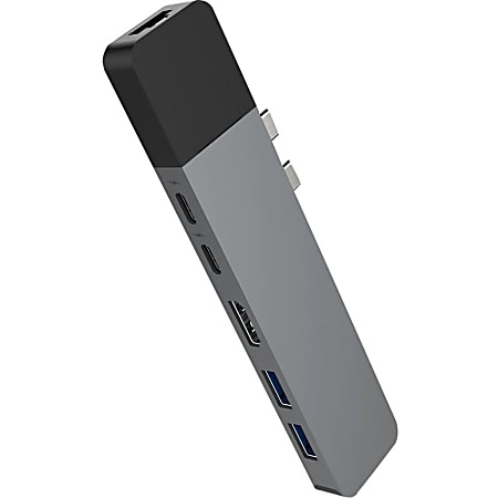 Targus® Sanho HyperDrive NET 6-in-2 USB-C Docking Station, 7/16"H x 1-1/8"W x 5-7/16"D, Space Gray