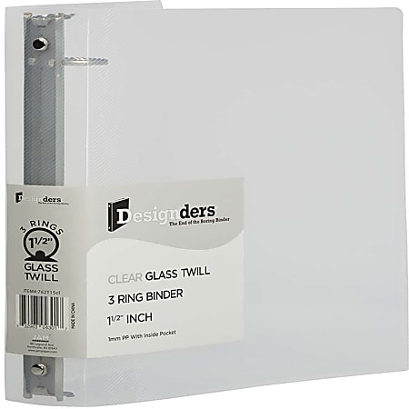 JAM PAPER 3 Ring Plastic Binder, 1.5 inch, Clear, Sold Individually