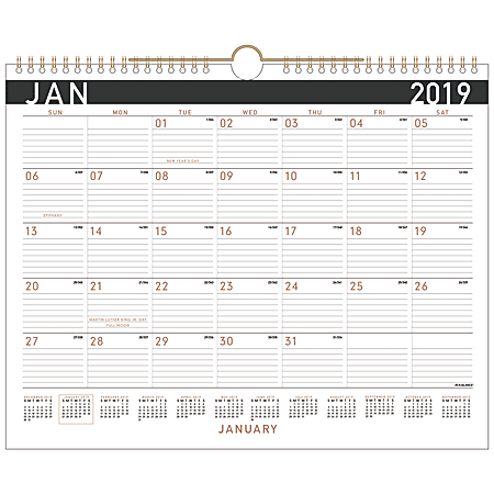 AT-A-GLANCE® Contemporary Monthly Wall Calendar, 14 7/8" x 11 7/8", January To December 2019