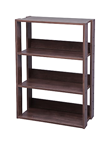 IRIS Mado 35"H 3-Tier Wide Open Shelving Unit, Brown