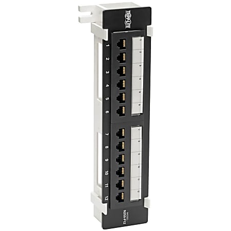 Eaton Tripp Lite Series Cat6 Wall-Mount 12-Port Patch Panel - PoE+ Compliant, 110/Krone, 568A/B, RJ45 Ethernet, TAA - N250P12