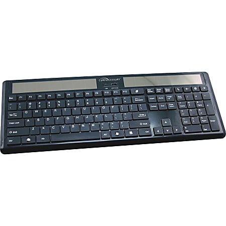 Compucessory Wireless Solar Keyboard - Wireless Connectivity - RF - 2.40 GHz - PC - Black