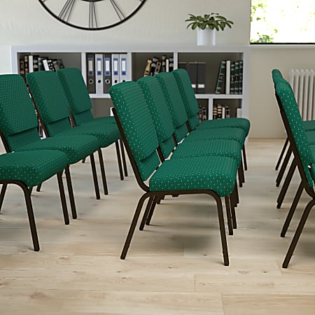 Flash Furniture HERCULES Series Stacking Church Chair, Green/Goldvein