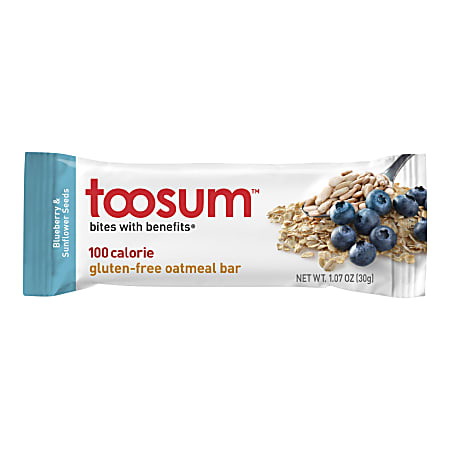 Toosum Healthy Foods Oatmeal Bars, Blueberry, 1.07 Oz, Pack Of 20 Bars