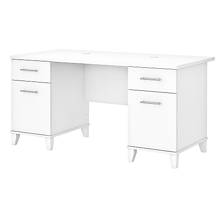 Bush Furniture Somerset 60"W Office Computer Desk, White, Standard Delivery