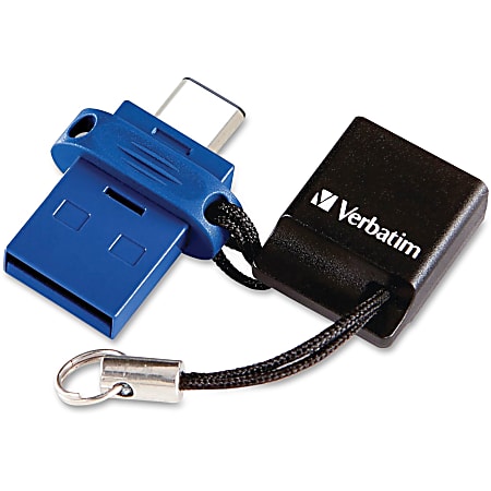 Store n' Go Dual USB 3.0 Flash Drive for USB-C Devices, 64 GB, Blue
