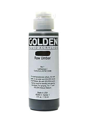 Golden Fluid Acrylic Paint, 4 Oz, Raw Umber