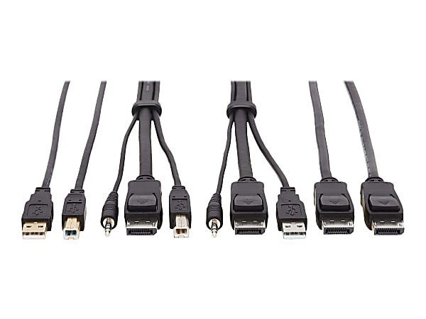 Tripp Lite DisplayPort KVM Cable Kit 4K USB 3.5mm 3xM/3xM USB MM DP MM 6ft - 60 MB/s - Supports up to 3840 x 2160 - Black