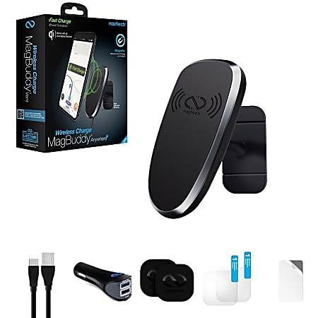 Naztech MagBuddy Wireless Charge Anywhere + Mount - 9 V DC, 12 V DC, 24 V DC Input - 5 V DC, 9 V DC, 12 V DC Output - Input connectors: USB