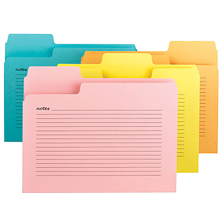 Smead® SuperTab® Notes File Folders, 8 1/2" x 11", Letter Size, Assorted Colors, Pack Of 12