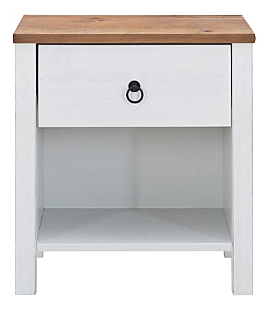 Powell Bennett Nightstand, 22-1/2"H x 20-1/8"W x 13-1/4"D, White/Rustic Oak