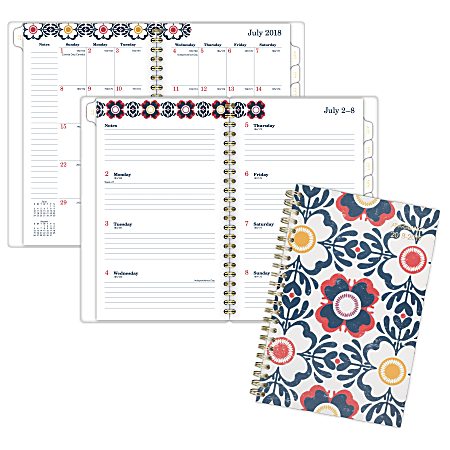 AT-A-GLANCE® Fiona Academic Weekly/Monthly Planner, 4 7/8" x 8", 30% Recycled, Blue/Orange/Red/Yellow, July 2018 to June 2019