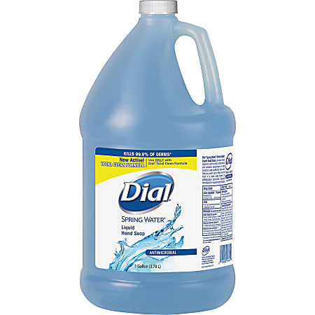 Dial Spring Water Scent Liquid Hand Soap - Spring Water ScentFor - 1 gal (3.8 L) - Kill Germs - Hand - Moisturizing - Blue - 4 / Carton